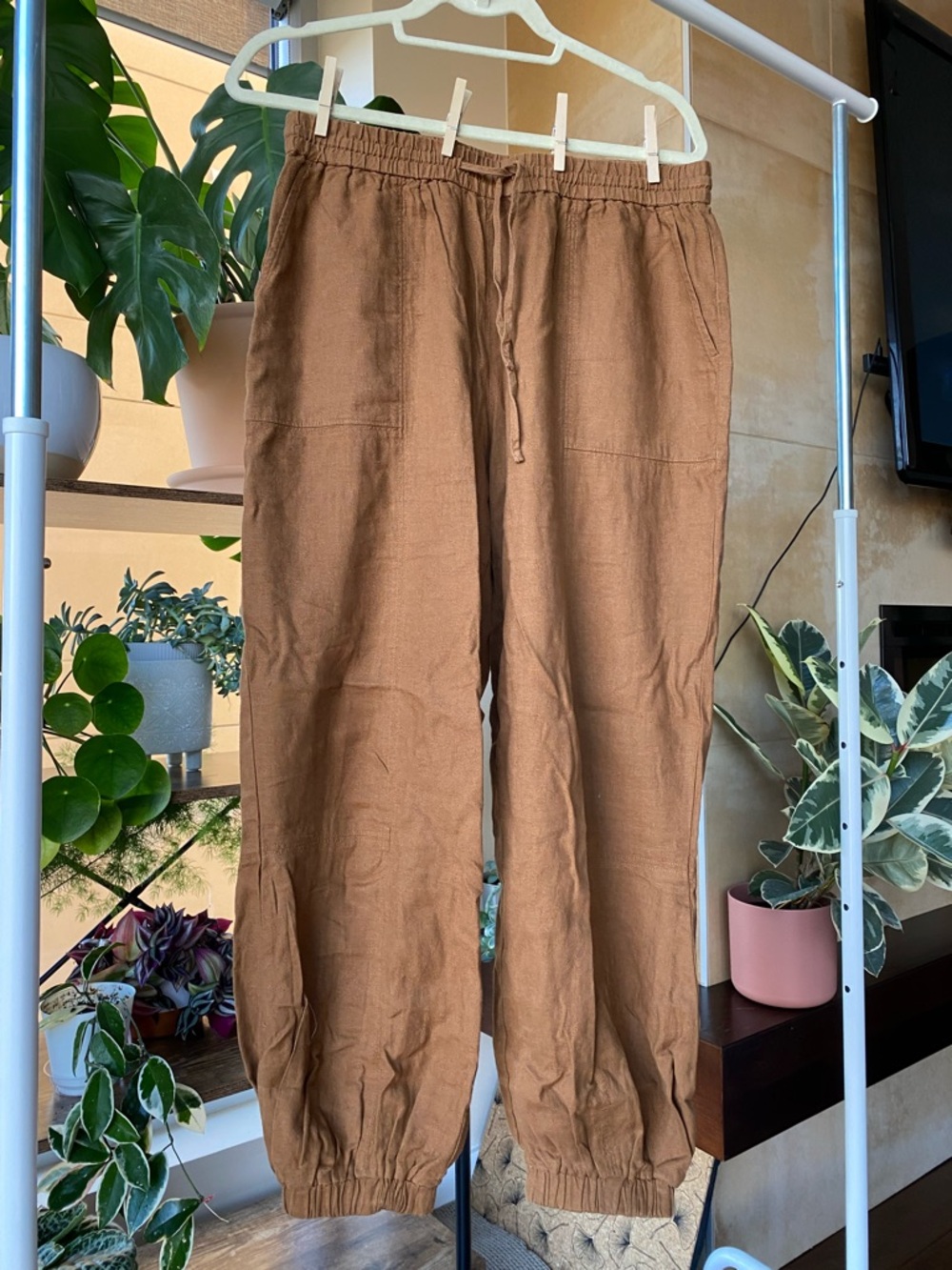Burnt Orange Linen Joggers